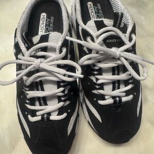 Skechers Black and White Lace-Up Sneakers